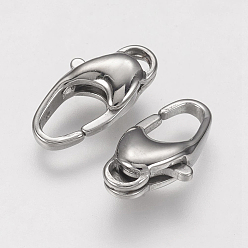 Stainless Steel Color 304 Stainless Steel Lobster Claw Clasps, Stainless Steel Color, 15x8x4.5mm, Hole: 1mm