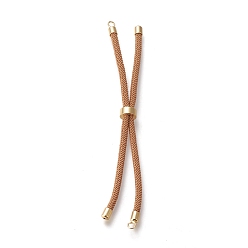 Peru Nylon Twisted Cord Bracelet Making, Slider Bracelet Making, with Eco-Friendly Brass Findings, Round, Golden, Peru, 8.66~9.06 inch(22~23cm), Hole: 2.8mm, Single Chain Length: about 4.33~4.53 inch(11~11.5cm)