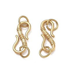 Real 18K Gold Plated SHEGRACE 304 Stainless Steel S-Hook Clasps, with Double Jump Rings, Ion Plating(IP), Long-Lasting Plated, Real 18K Gold Plated, 17.5mm, Hole: 3mm