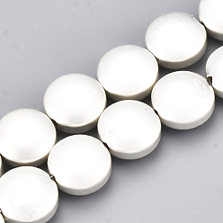 с Покрытием Серебра Гальванизировать немагнитных синтетический гематит бисер пряди, бисер нитей, плоско-круглые, со серебряным покрытием, 8~8.5x4 мм, отверстие : 1 мм, около 49 шт / нитка, 15.7 дюйм