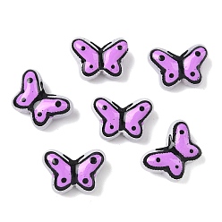 Орхидея Прозрачные стеклянные эмалевые бусины, бусины ручной работы, бабочка, окрашенная и подогревом, сиреневые, 10x14~14.5x6~6.5 мм, отверстие : 1 мм