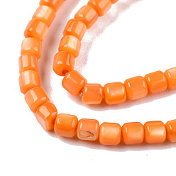 Dark Orange Natural Freshwater Shell Beads Strands, Dyed, Column, Dark Orange, 3.5x3.5mm, Hole: 0.8mm, about 110~113pcs/strand, 14.69 inch~15.08 inch(37.3~38.3cm)