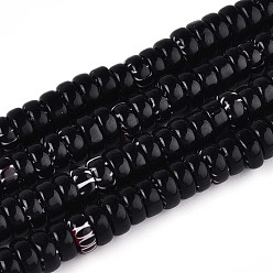 Черный Ручной работы тысячецветник стеклянные бусины нитки, баррель, чёрные, 7.5~9x4 мм, отверстие : 1 мм, около 95~97 шт / нитка, 14.76~14.96'' (37.5~38 см)