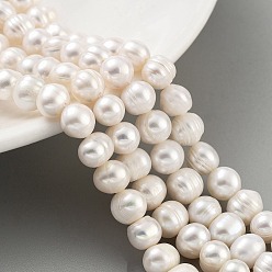 Желтая Старая Ткань  Нити из натурального культивированного пресноводного жемчуга, картофель, старое кружево, 7~8 мм, отверстие : 0.6 мм, около 26 шт / нитка, 6.69 дюйм (17 см)