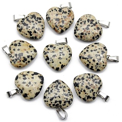 Далматинских Джаспер Кулон из натуральной далматинской яшмы, сердцевидная, 20 мм