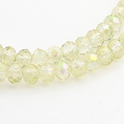 Colorful Electroplate Glass Beads Strands, Faceted Rondelle, Colorful, 3.5x2.5~3mm, Hole: 1mm, about 165~169pcs/strand, 15~16 inch(38~40cm)