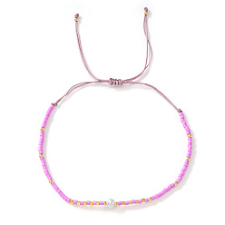 Лиловый Регулируемые браслеты в богемном стиле из искусственного жемчуга и стеклянного бисера, плетеные для женщин., колонка, сирень, 11.02 дюйм (28 см)