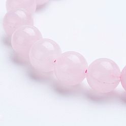 Rose Quartz Chakra Jewelry, Natural Rose Quartz Beaded Stretch Bracelets, with Alloy Spacer Beads, Antique Silver, 1-3/4 inch(45mm)