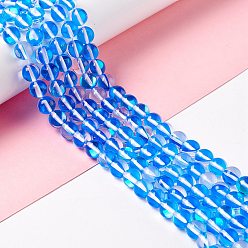 Озёрно--синий Синтетические лунные лучи, круглые, Плут синий, 8 мм, отверстие : 1 мм, около 48 шт / нитка, 14.57''~15.35'' (37~39 см)