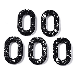 Черный Окрашенные распылением пластиковые соединительные кольца ccb, разъемы для быстрой связи, для изготовления ювелирных цепочек, овальные, чёрные, 39.5x24x6.5 мм, внутренний диаметр: 11x26 мм