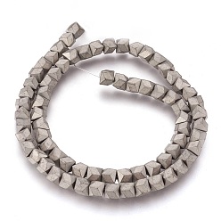 Antique Bronze Plated Electroplated Non-magnetic Synthetic Hematite Beads Strands, Frosted, Antique Bronze Plated, 6x5.5x6mm, Hole: 1mm, about 74pcs/strand, 15.94 inch(40.5cm)