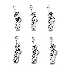 Античное Серебро Тибетский стиль сплава Статуя Свободы подвесками, без кадмия и без свинца, античное серебро, 34x9.6x3 мм, отверстие : 2 мм, Около 333 шт / 500 г