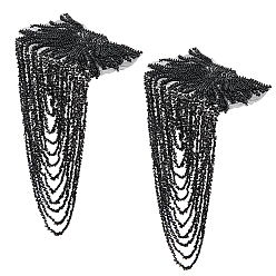 Черный 2 шт. эполеты с кисточками из смоляных бусин, с тканевой фурнитурой, аксессуары для одежды, чёрные, 360x155x3 мм