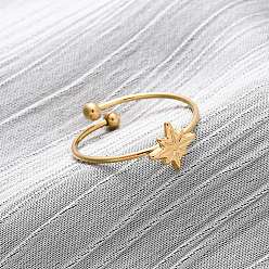 Звезда 304 открытая манжета из нержавеющей стали для женщин, ионное покрытие (ip), звезда, размер США 8 1/2 (18.5 мм), звезды: 8x8.5 mm