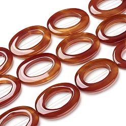 Red Agate Природный агат бисер нитей, бусинка кадра, окрашенная и подогревом, овальные, 35x25x5 мм, отверстие : 1.5 мм, около 11 шт / нитка, 14.96 дюйм (38 см)