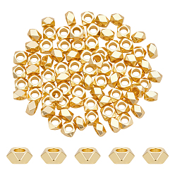 Золотой 80 шт. многоугольные латунные бусины, стойки покрытие, долговечный, золотые, 4x4x2.5 мм, отверстие : 2 мм