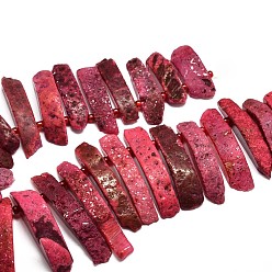 Cereza Nuggets de cuentas de ágata natural de hebras, teñido, cereza, 30~75x7~15 mm, agujero: 1.5 mm, sobre 32~33 unidades / cadena, 15.5 pulgada