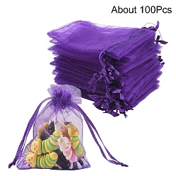 Сине-фиолетовый 100 шт. прямоугольные подарочные мешочки из органзы с завязкой, свадебная вечеринка рождественские подарочные пакеты, мешочки из органзы для попурри, синий фиолетовый, 9x7 см