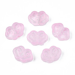 Pink Transparent Spray Painted Glass Beads, Cloud, Pink, 9x13x4mm, Hole: 1mm