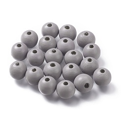Gray Painted Natural Wood Beads, Round, Gray, 16mm, Hole: 4mm