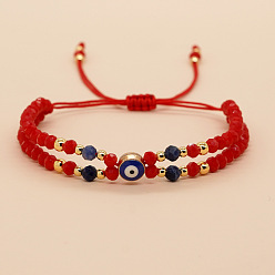 Ляпис-Лазурь Многослойные регулируемые браслеты из натурального лазурита и латунных бусин., стеклянные браслеты от сглаза для женщин, 11.02 дюйм (28 см)