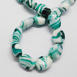 Темный Голубой Бусины лэмпворк , овальные, темные голубые, 21x17x12 мм, отверстие : 1~3 мм