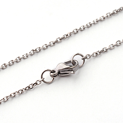 Нержавеющая Сталь Цвет Устойчивые к потускнению 304 ожерелья из нержавеющей стали с цепочкой, с карабин-лобстерами , граненые, цвет нержавеющей стали, 18.1 дюйм (46 см), 1.5 мм