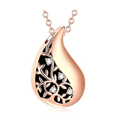 Розовое Золото 304 подарочный ящик для кремации из нержавеющей стали, подвеска в виде троса или цепи для животных, хрустальные стразы слеза урна пепел подвески ожерелья для женщин мужчин, розовое золото , 21.65 дюйм (55 см)