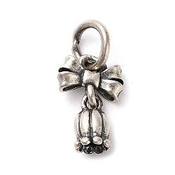 Античное Серебро S 925 подвески из стерлингового серебра, с кольцами для прыжков, бант с подвесками в виде цветка тюльпана, с печатью 925, античное серебро, 11x7.5x4 мм, отверстие : 3.5 мм
