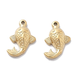 Настоящее золото 18K Вакуумное покрытие pvd 304 подвески из нержавеющей стали, очарование рыбы, реальный 18 k позолоченный, 15.5x12x3.5 мм, отверстие : 1.2 мм