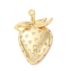 Прозрачный Латунные микро проложить кубического циркония подвески, клубника прелести, стойки покрытие, долговечный, без кадмия и без свинца, прозрачные, 25x17x6 мм, отверстие : 1.2 мм