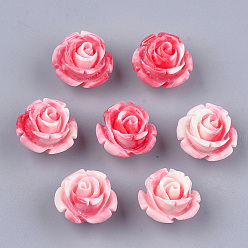 Лосось Синтетических коралловых бусин, окрашенные, цветок, salmon, 12~13x12~13x8~9 мм, отверстие : 1.2 мм