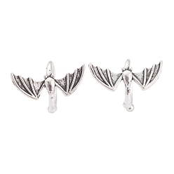 Antique Silver Brass Cuff Earrings for Halloween, Bat Ear Cuff Non Pierced Earring, Antique Silver, 10x14.5x1.5mm