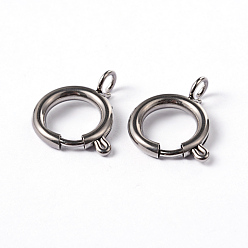 Stainless Steel Color Tarnish Resistant 304 Stainless Steel Smooth Surface Spring Ring Clasps, Stainless Steel Color, 19x14x2.5mm, Hole: 3mm