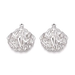 Нержавеющая Сталь Цвет 304 подвески в форме ракушек из нержавеющей стали, не тускнеет, цвет нержавеющей стали, 25x23x5 мм, отверстие : 1.5 мм