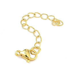 Золотой Латунный удлинитель бордюрной цепи, концевые цепочки с застежками-карабинами, долговечный, стойки покрытие, золотые, 60 мм