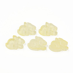 Светло-желтый Двухцветный прозрачный стеклянный шарик, кролик, светло-желтый, 14.5x19x3.5 мм, отверстие : 1 мм