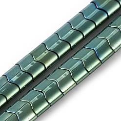 Зеленое Покрытие Гальванические нити из синтетических немагнитных гематитовых бусин, форма флага, зеленый покрытием, 4.5x6x3.5 мм, отверстие : 1 мм, около 105 шт / нитка, 16.34'' (41.5 см)