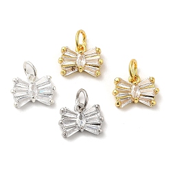 (52) Непрозрачная лаванда Латунь кубический цирконий кулон, долговечный, без свинца и без кадмия, бантом, разноцветные, 10x13x4 мм