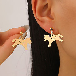 Золотой Латунные качают серьги, лошадь, золотые, 26x27 мм