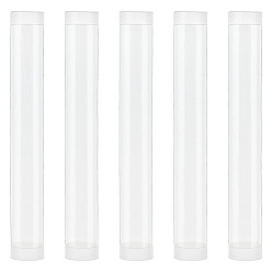 Blanc Tubes de rangement transparents en plastique PC et PE pour billes, avec double couvercle blanc, blanc, 30.5x4 cm, Diamètre intérieur: 3.9 cm