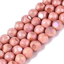 Коралловый Нити из непрозрачных стеклянных бусин с эффектом омбре, окрашенные методом гальванического покрытия., круглые, с покрытием AB цвета, граненый(6 граненый), коралл, 8~8.5 мм, отверстие : 1~1.2 мм, около 47~48 шт / нитка, 14.17~14.76 дюйм (36~37.5 см)