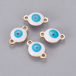 Белый Ионное покрытие (ip) 304 эмалированные соединители из нержавеющей стали, плоские круглые с сглаза, золотые, белые, 12x8x4 мм, отверстие : 1.4 мм