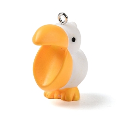 Белый Непрозрачные подвески смолы, 3d подвески в виде птиц с железными петлями с платиновым покрытием, белые, 29.5x13.5x24 мм, отверстие : 2 мм