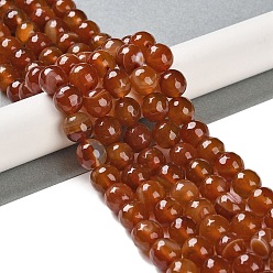 Шоколадный Природный агат бисер нитей, окрашенная и подогревом, граненые, круглые, цвет шоколада, 10 мм, отверстие : 0.8 мм, около 37 шт / нитка, 14.96'' (38 см)