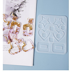 Белый Силиконовые формы для кулонов и ссылок смешанной формы, формы для литья смолы, для diy уф смолы, изготовление украшений из эпоксидной смолы, белые, 124x95x4 мм