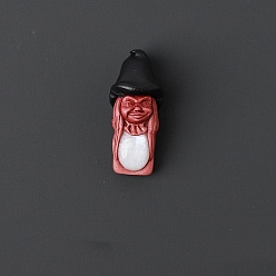 Moonstone Natural Moonstone Pendants, Elf with Witch Hat Charm, 45x20mm