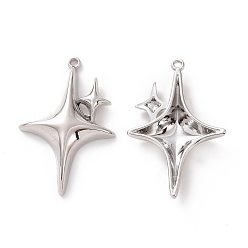 Платина Стойки подвески обшивки сплава, без кадмия, без свинца и без никеля, звезда очарование, платина, 34x22.5x5 мм, отверстие : 1.4 мм