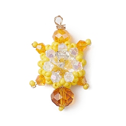 Золотистый Бисер бисерные подвески, черепаха подвески, золотые, 31x20x8 мм, отверстие : 1.6 мм