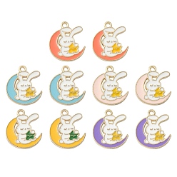 (52) Непрозрачная лаванда 10 шт 5 цвета сплава эмалевые подвески, без кадмия, без никеля и без свинца, золотой свет, луна с кроликом, разноцветные, 18x15x1.5 мм, отверстие : 1.4 мм, 2 шт / цвет